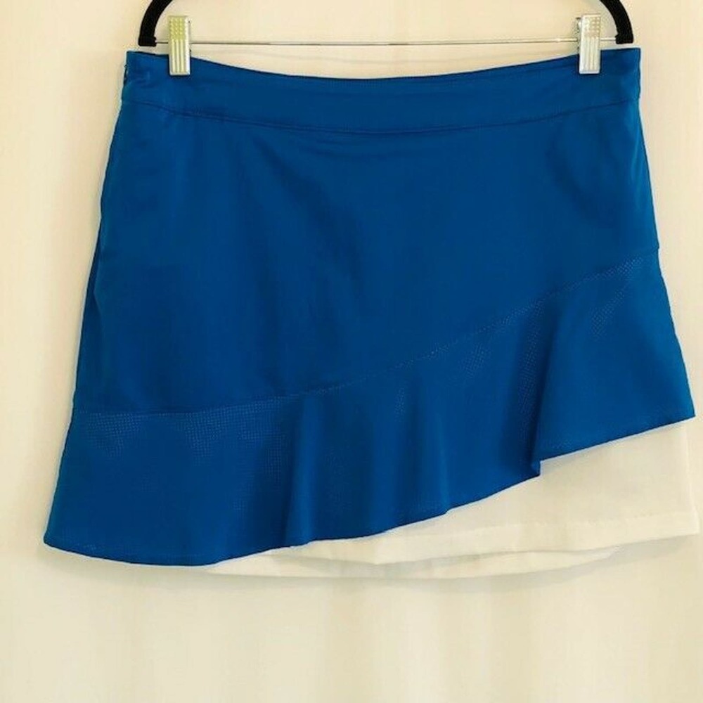 Lady Hagen Women's Watercolor Perforated Waven Skort, Blue, Size 12